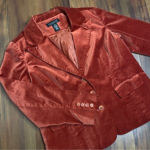 Dialogue Velvet Rust Orange Blazer | Size: L